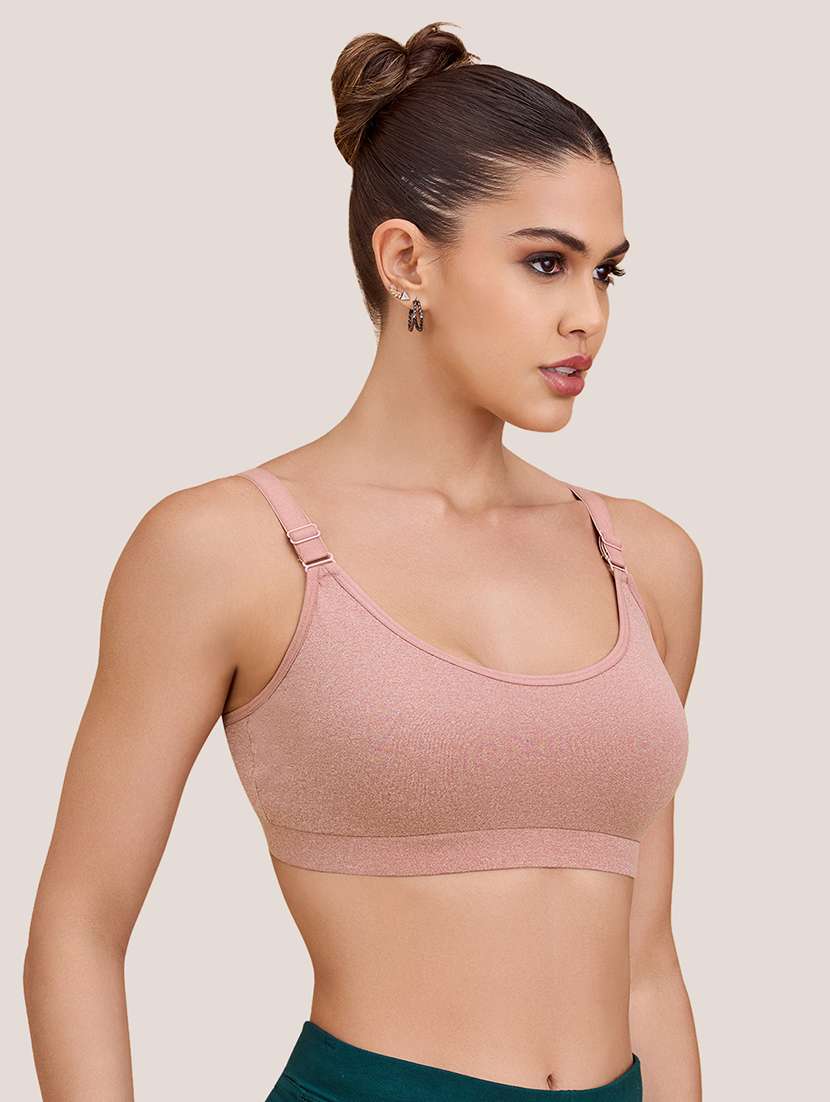 women pack of 2 non padded lycra regular strap sports bra - 22489804 -  Standard Image - 2