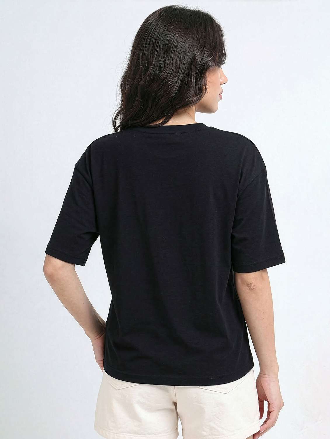 women black cotton boxy t-shirt - 22489832 -  Standard Image - 2