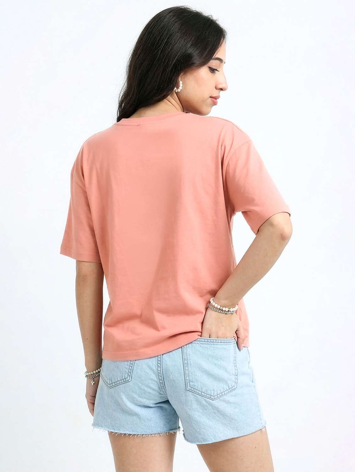 women peach cotton boxy t-shirt - 22489833 -  Standard Image - 2