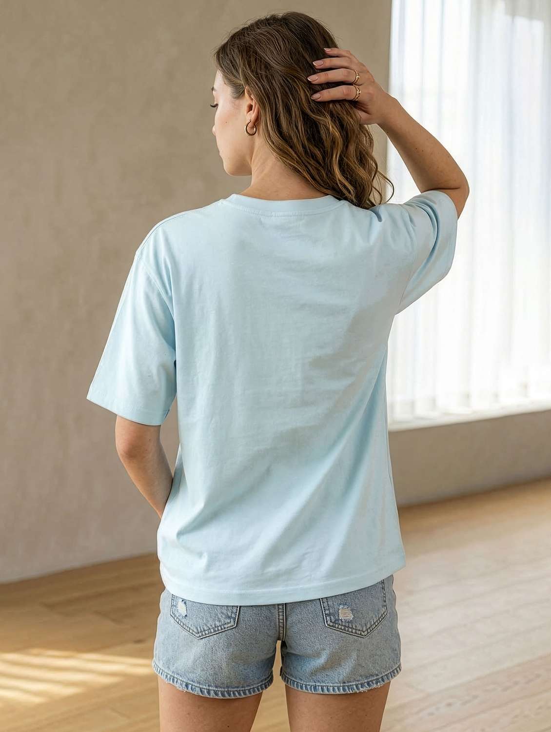 Women Blue Cotton Boxy T-shirt - 22489835 -  Standard Image - 2