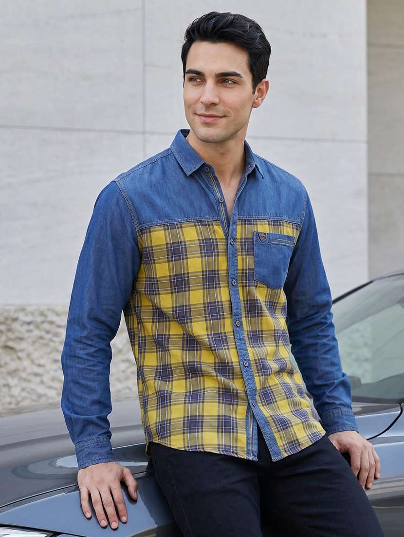 men checkered long sleeve regular fit casual shirt