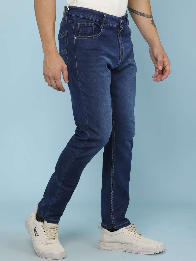 Men Washed Mid Rise Full Length Tapered Jeans - 22490111 -  Standard Image - 2