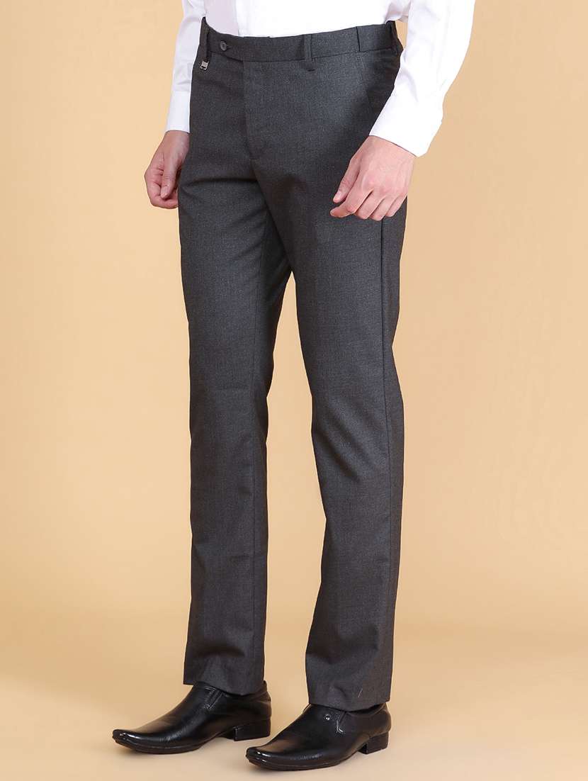 men solid mid rise regular fit trouser - 22490115 -  Standard Image - 2