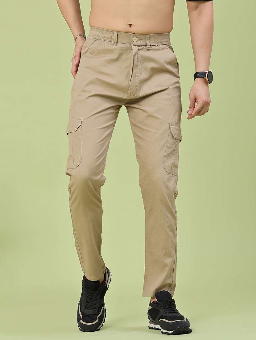 men solid mid rise regular fit cargo  - 22490270 -  Standard Image - 2