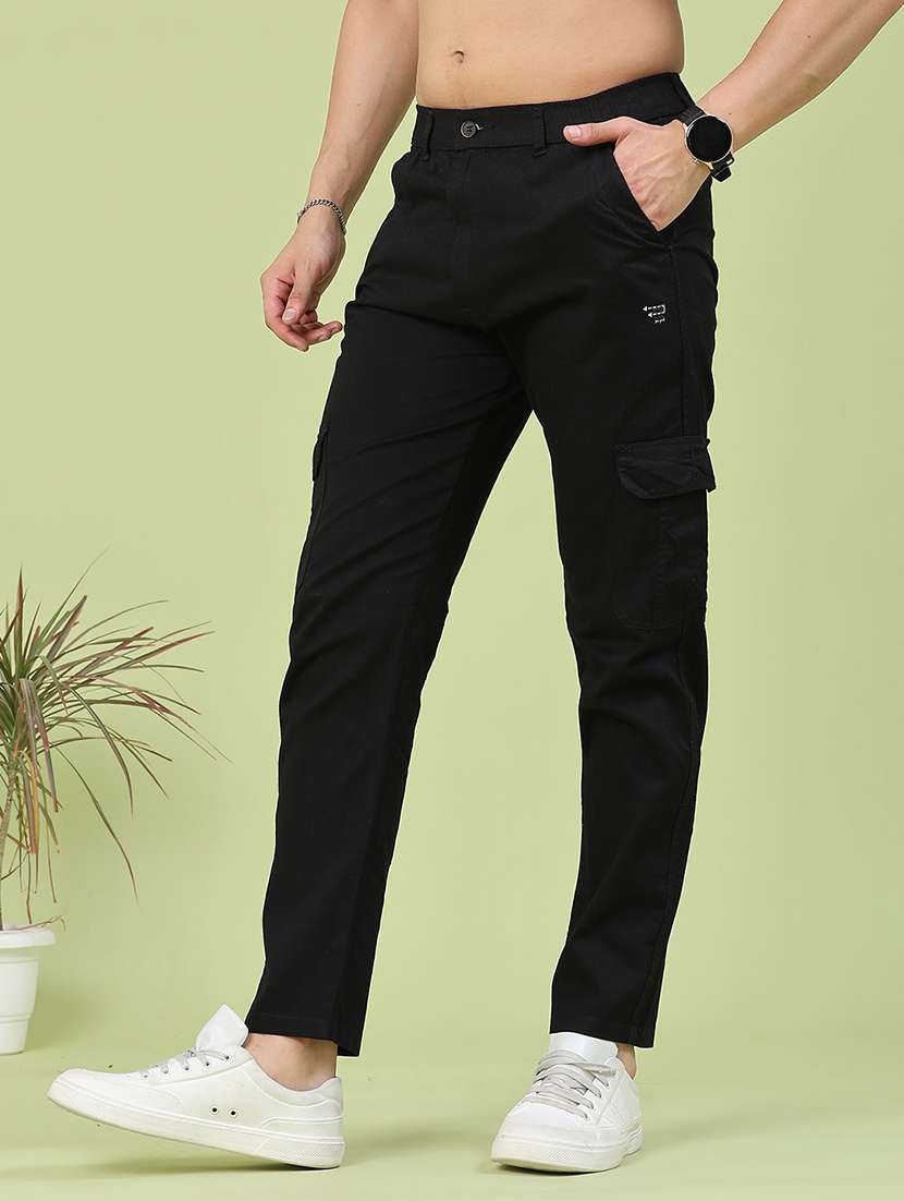 Men Solid Mid Rise Regular Fit Cargo - 22490277 -  Standard Image - 2