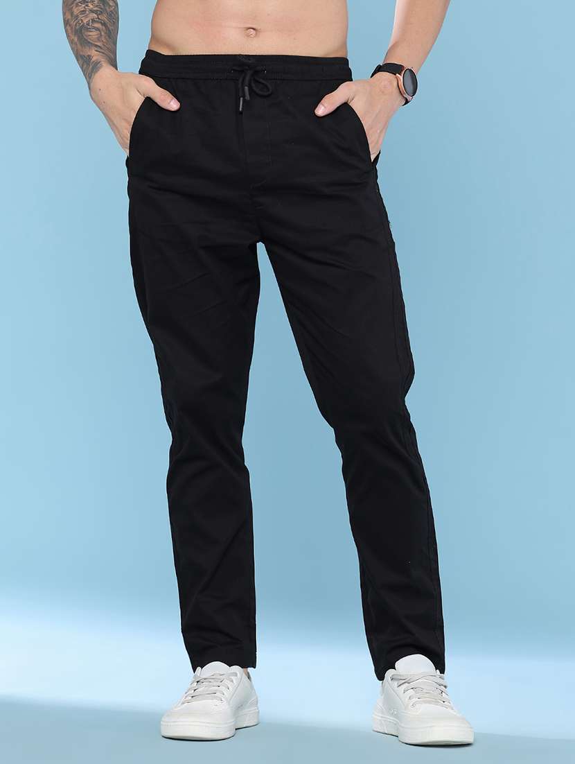 Men Solid Mid Rise Regular Fit Trouser - 22490859 -  Standard Image - 2