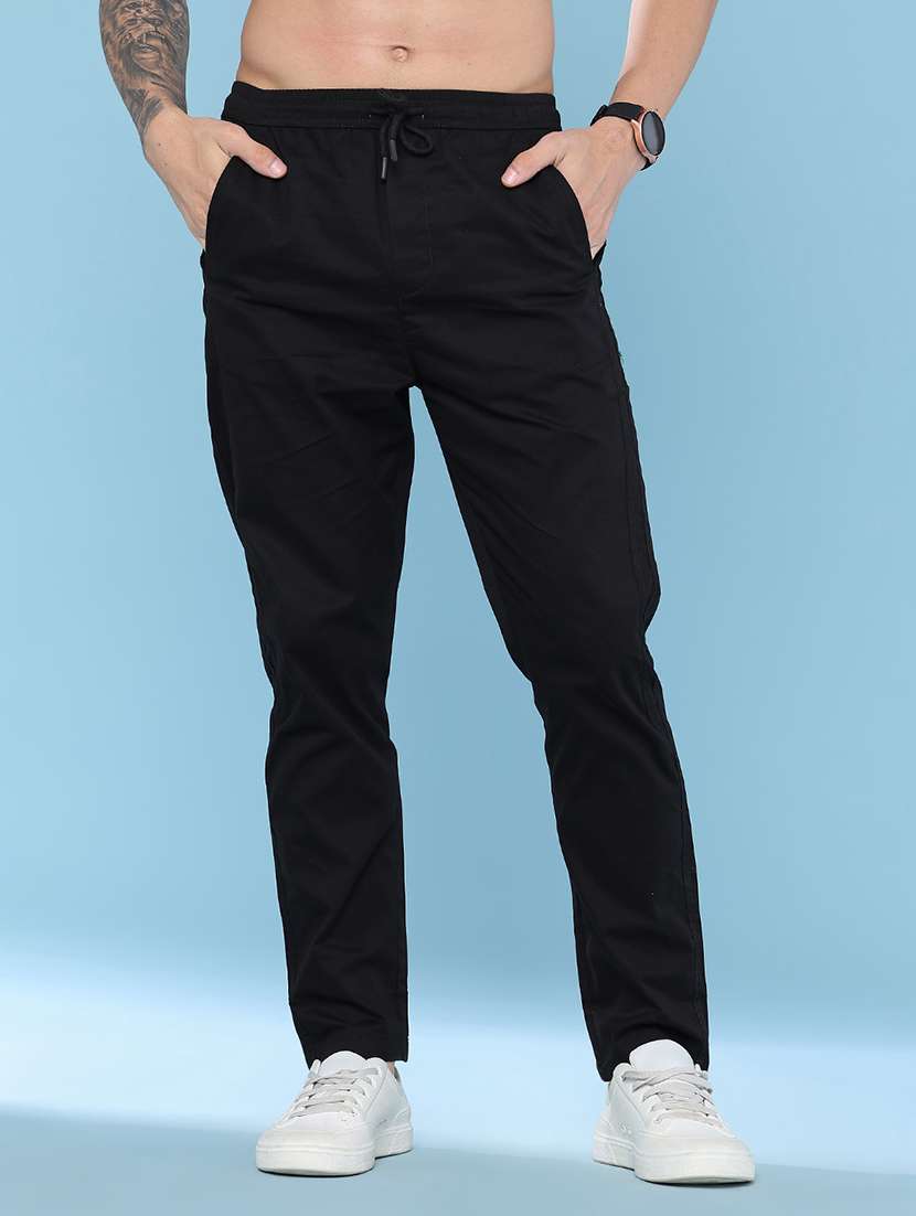 men solid mid rise flat front casual trouser - 22490866 -  Standard Image - 2