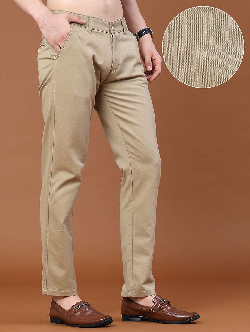 Men Solid Mid Rise Slim Fit Chinos - 22491002 -  Standard Image - 2