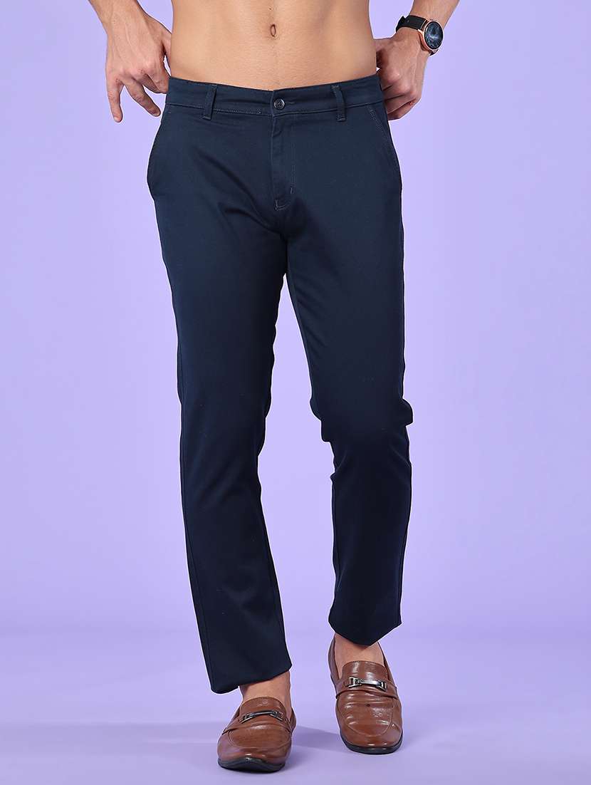 Men Solid Mid Rise Chinos Casual Trouser - 22491006 -  Standard Image - 2