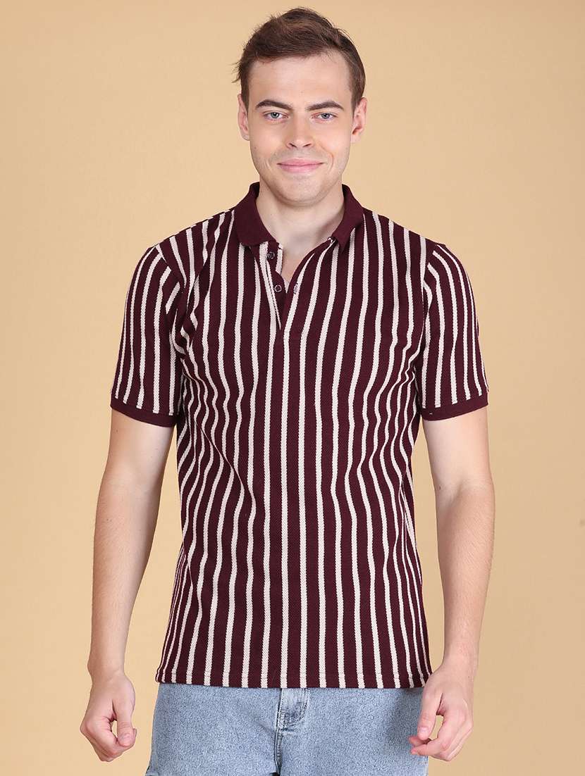 Men Striped Short Sleeve Regular Fit Polo T-shirt - 22491015 -  Standard Image - 2