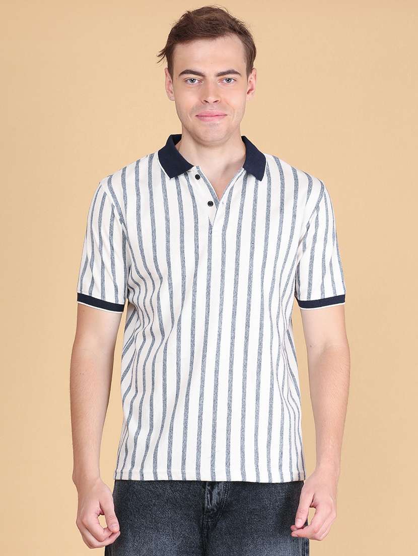 Men Striped Short Sleeve Regular Fit Polo T-shirt - 22491019 -  Standard Image - 2