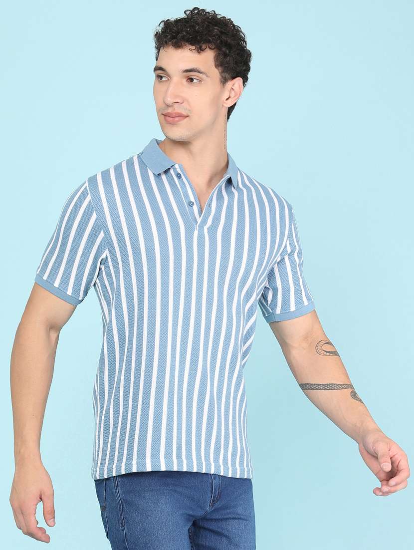 Men Striped Short Sleeve Regular Fit Polo T-shirt - 22491028 -  Standard Image - 2