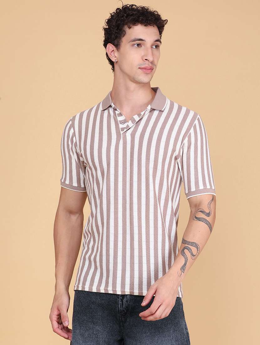 men striped short sleeve regular fit polo t-shirt - 22491174 -  Standard Image - 2