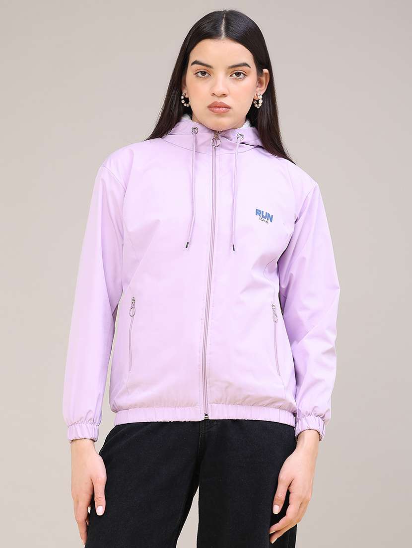 Women Solid Long Sleeves Regular Hooded Jacket - 22491184 -  Standard Image - 2