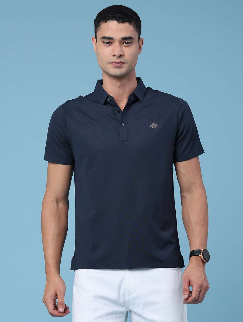 men textured short sleeve slim fit polo t-shirt - 22491325 -  Standard Image - 2