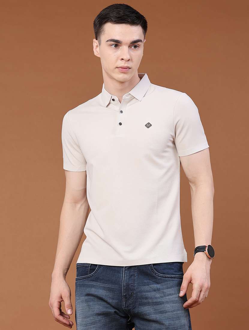 men textured short sleeve slim fit polo t-shirt - 22491326 -  Standard Image - 2