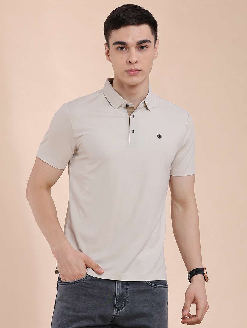men textured short sleeve slim fit polo t-shirt - 22491330 -  Standard Image - 2