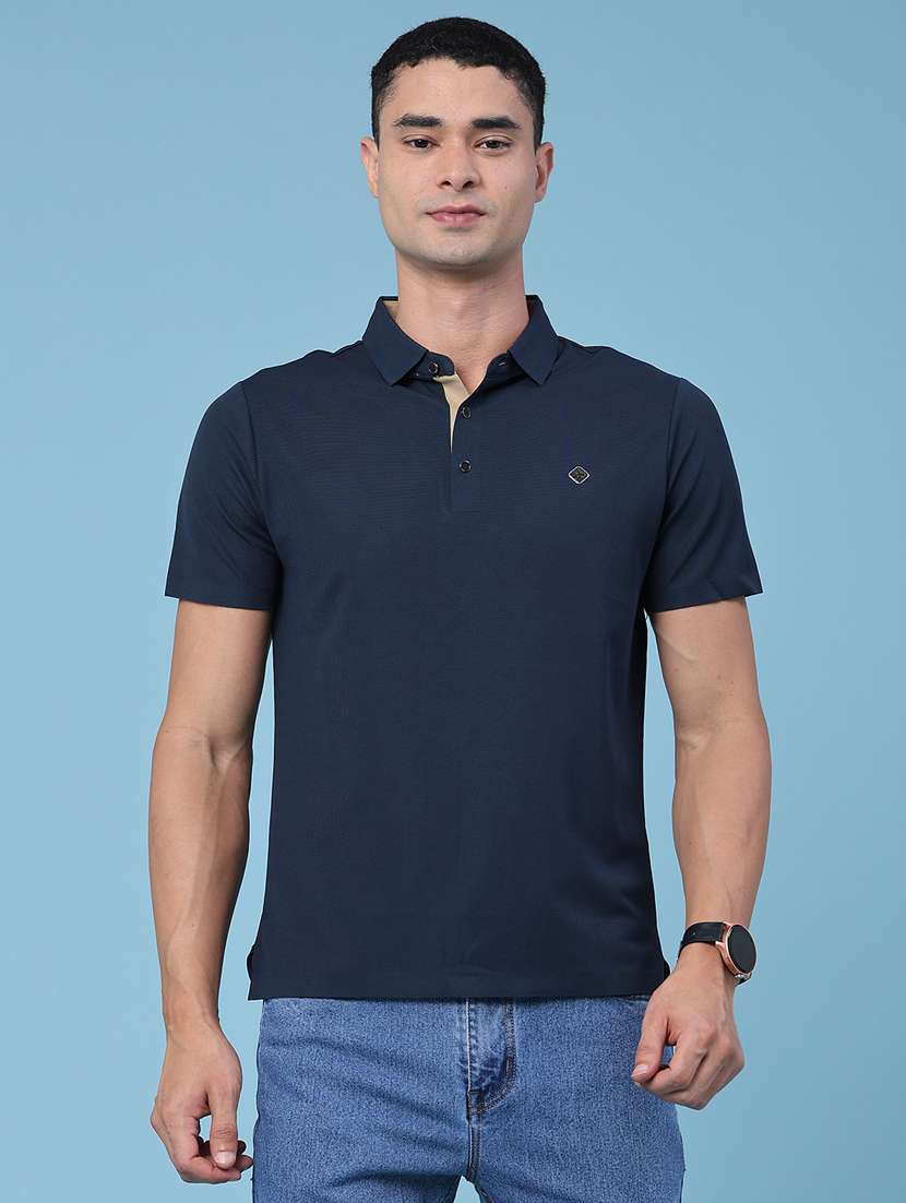 men textured short sleeve slim fit polo t-shirt - 22491333 -  Standard Image - 2