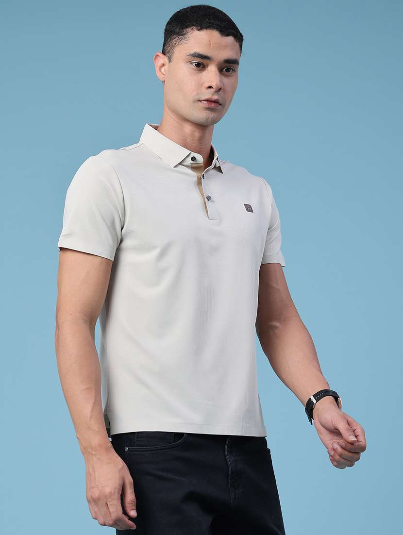 men textured short sleeve slim fit polo t-shirt - 22491338 -  Standard Image - 2