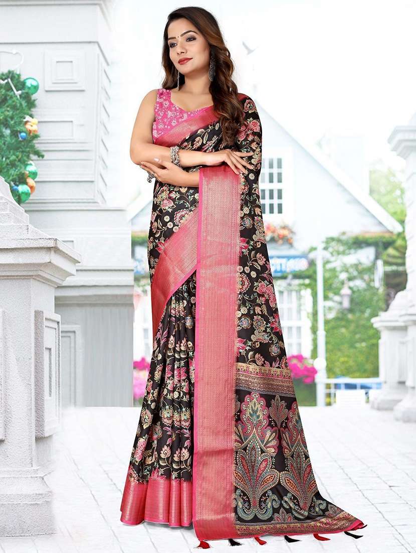 women printed casual wear saree with blouse - 22491522 -  Standard Image - 2