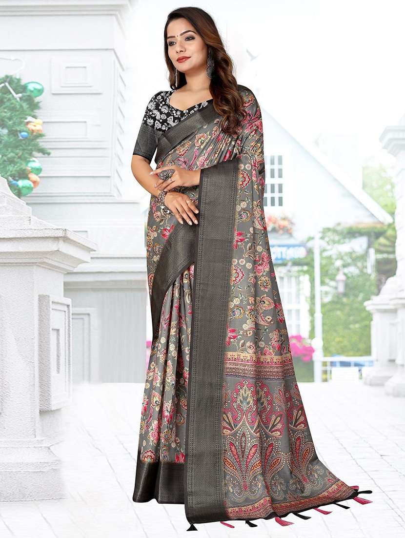 Women Printed Casual Wear Saree With Blouse - 22491525 -  Standard Image - 2