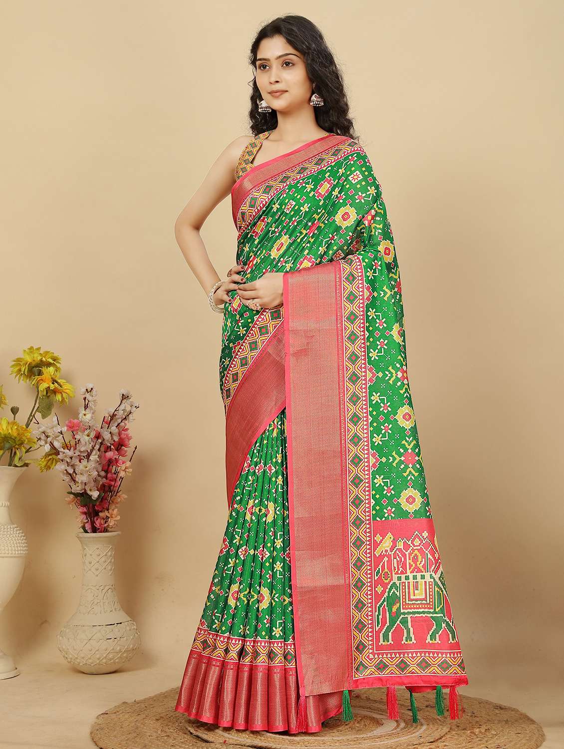 women printed patola saree with blouse - 22491550 -  Standard Image - 2