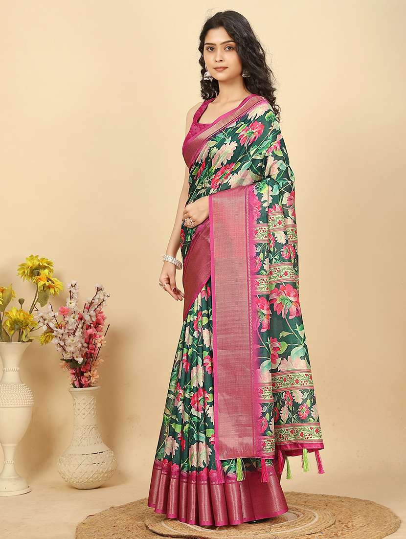 women printed casual wear saree with blouse - 22491568 -  Standard Image - 2