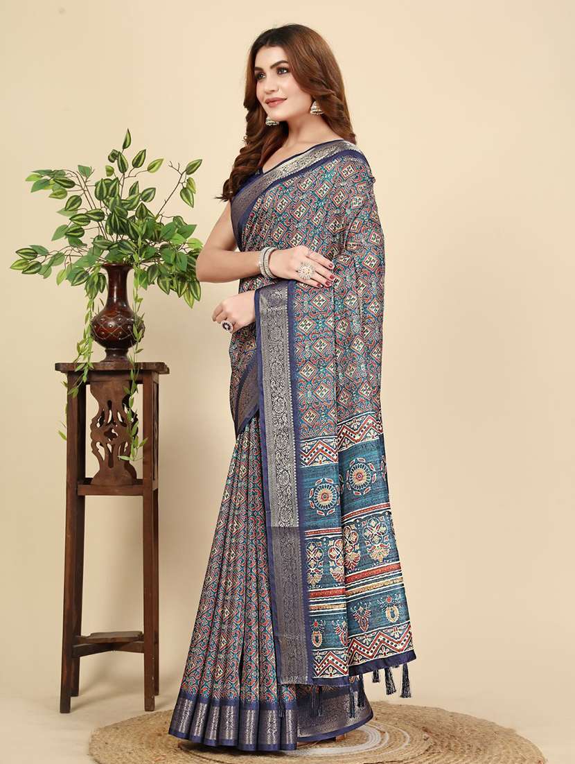 women printed casual wear saree with blouse - 22491925 -  Standard Image - 2
