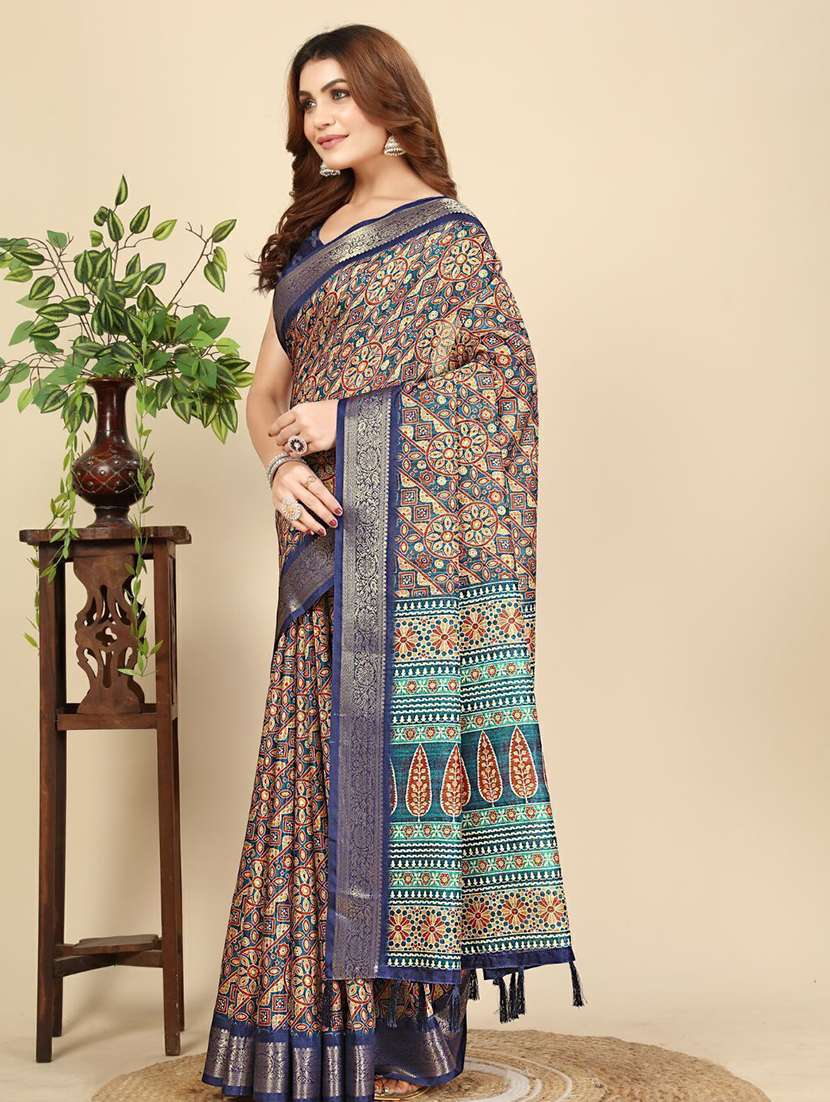 women printed casual wear saree with blouse - 22491939 -  Standard Image - 2