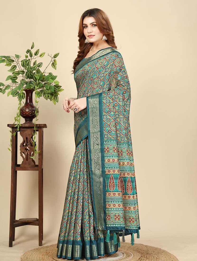 women printed casual wear saree with blouse - 22491941 -  Standard Image - 2