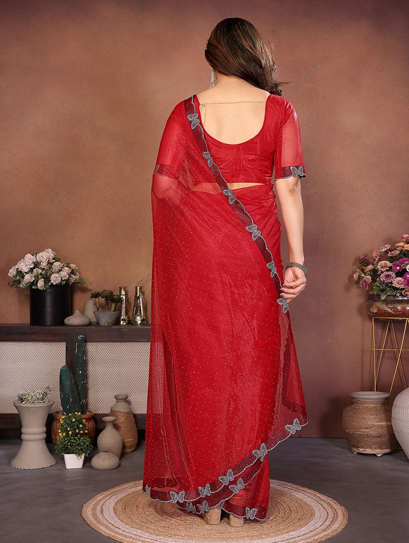 women solid with work embellished saree with blouse - 22492383 -  Standard Image - 2