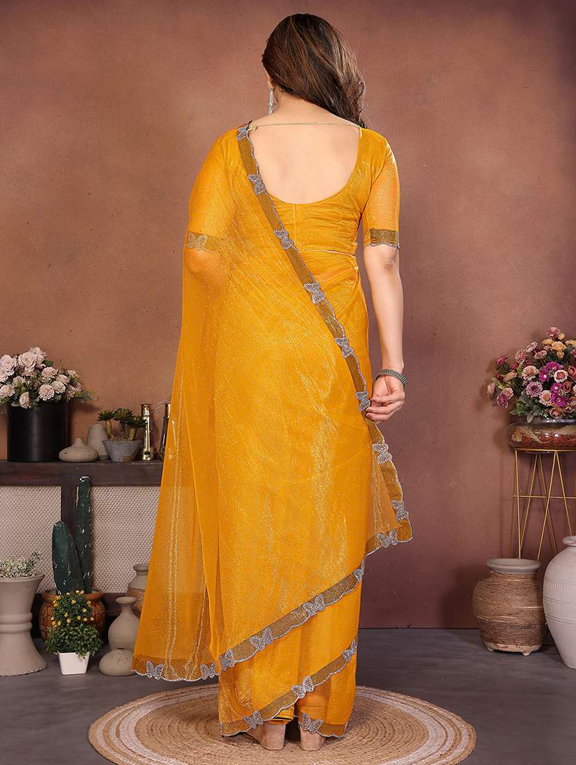 Women Solid With Work Embellished Saree With Blouse - 22492384 -  Standard Image - 2