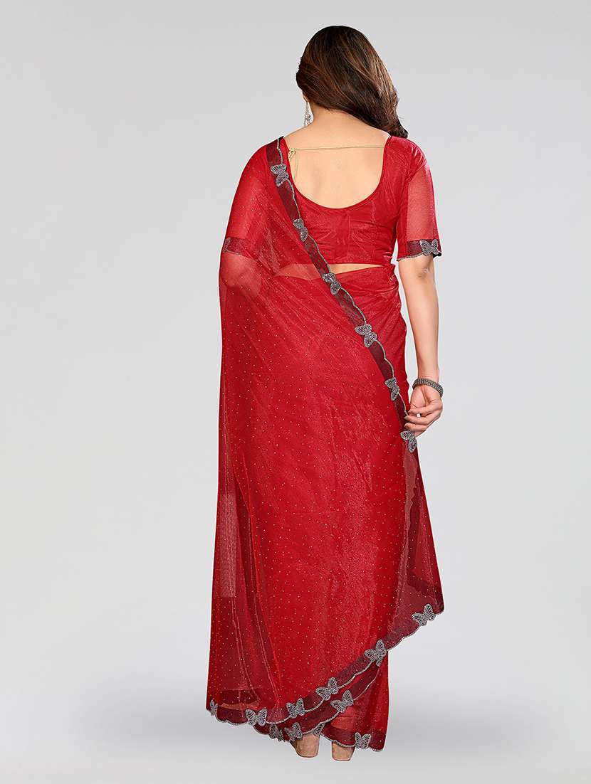 women solid with work embellished saree with blouse - 22492386 -  Standard Image - 2