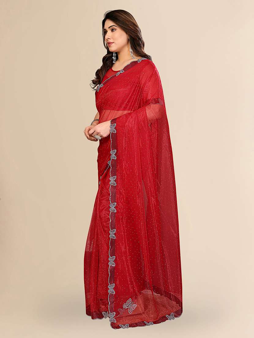 women solid with work embellished saree with blouse - 22492389 -  Standard Image - 2