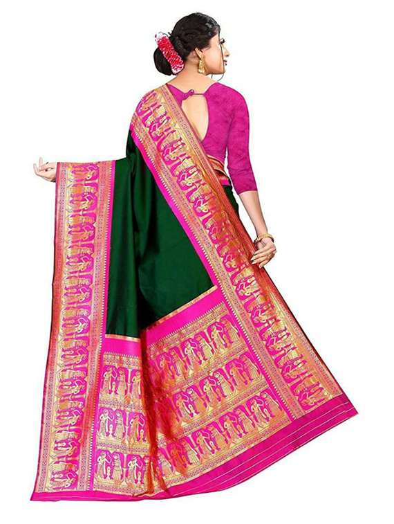 women solid with bordered saree with blouse - 22492727 -  Standard Image - 2