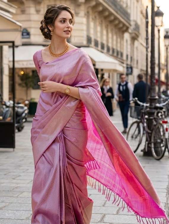 women self design banarasi saree with blouse