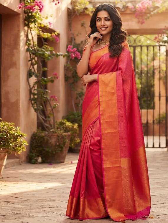 women self design kanjivaram saree with blouse