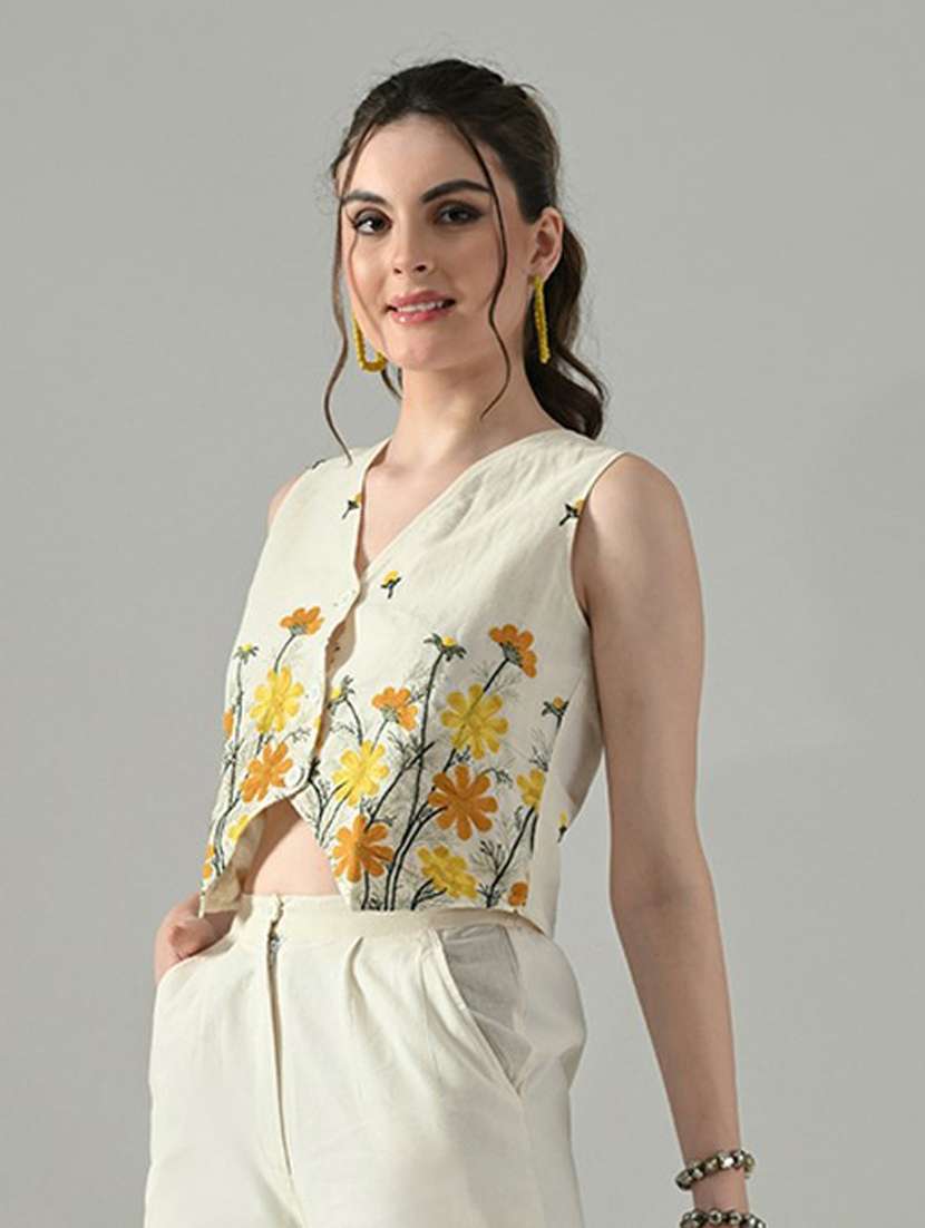 women embroidered sleeveless vest top - 22494734 -  Standard Image - 2