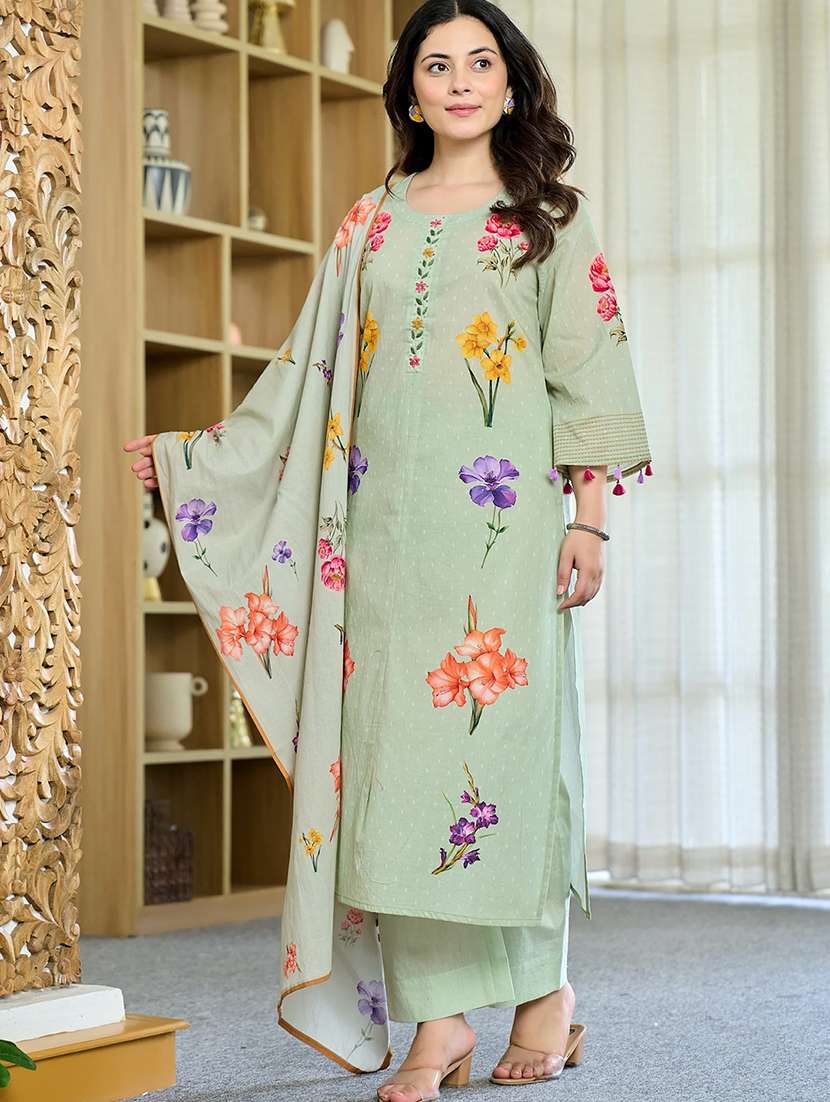 Women Floral Round Neck Kurta Pant With Dupatta Set - 22494836 -  Standard Image - 2