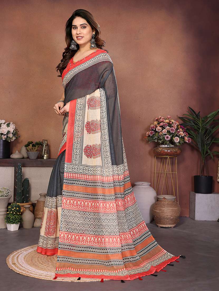 women printed casual wear saree with blouse - 22495021 -  Standard Image - 2
