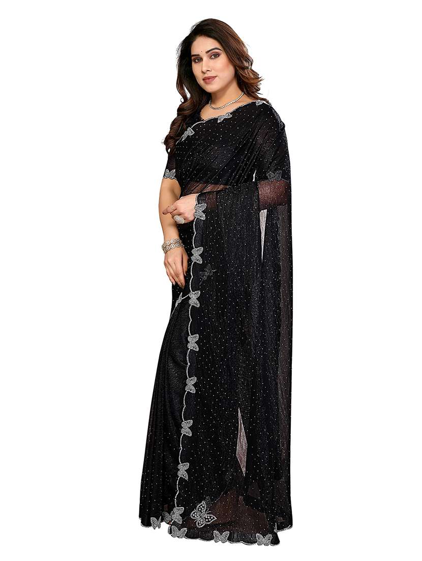 women solid with work embellished saree with blouse - 22495023 -  Standard Image - 2