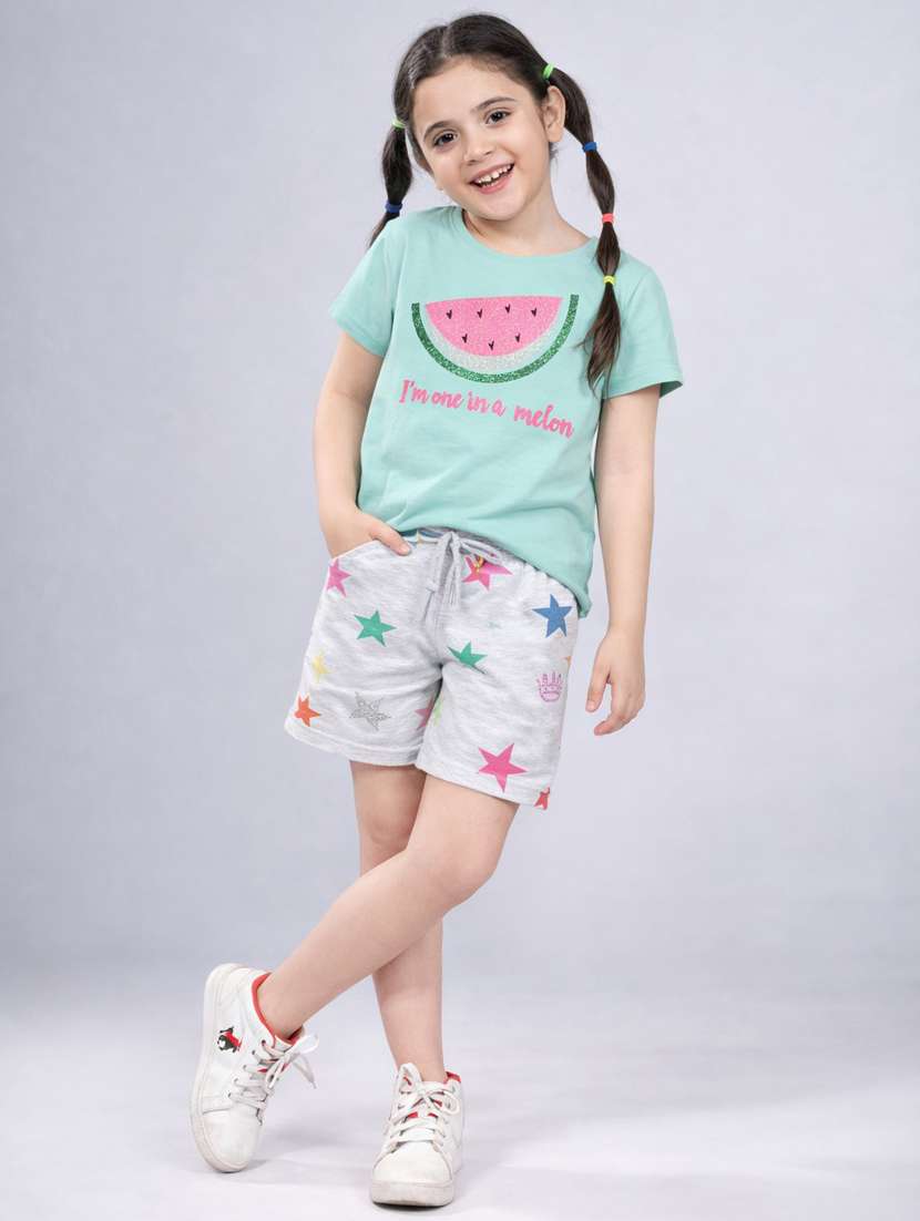kids printed graphic cotton shorts set