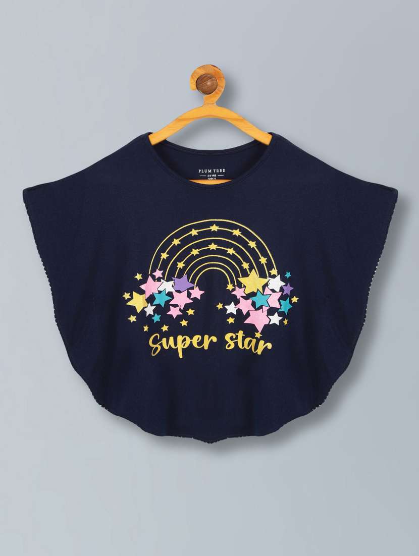 girls round neck multi floral print poncho t-shirt - 22495051 -  Standard Image - 2