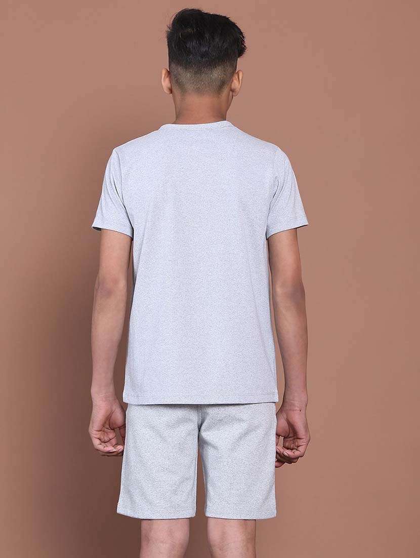 Boys Grey Cotton Henley Short Sleeves T-shirt - 22495126 -  Standard Image - 2