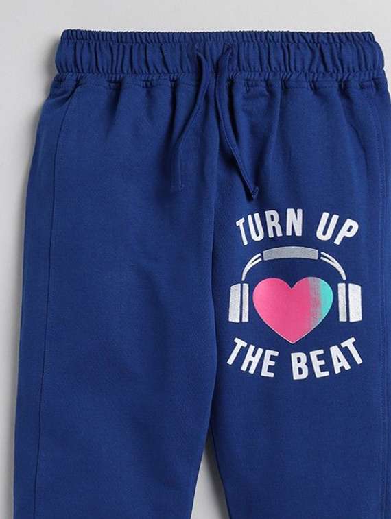 girls navy blue printed cotton blend track pant - 22495212 -  Standard Image - 2