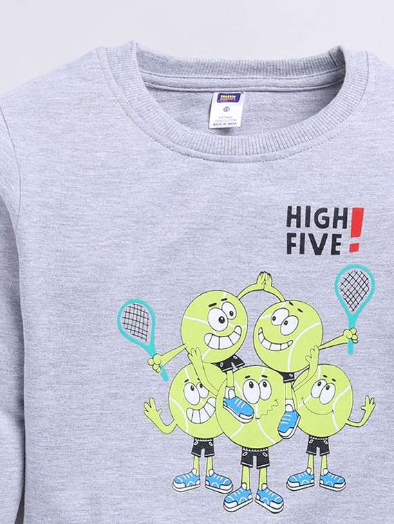 girls  grey graphic print cotton blend sweatshirt - 22495218 -  Standard Image - 2