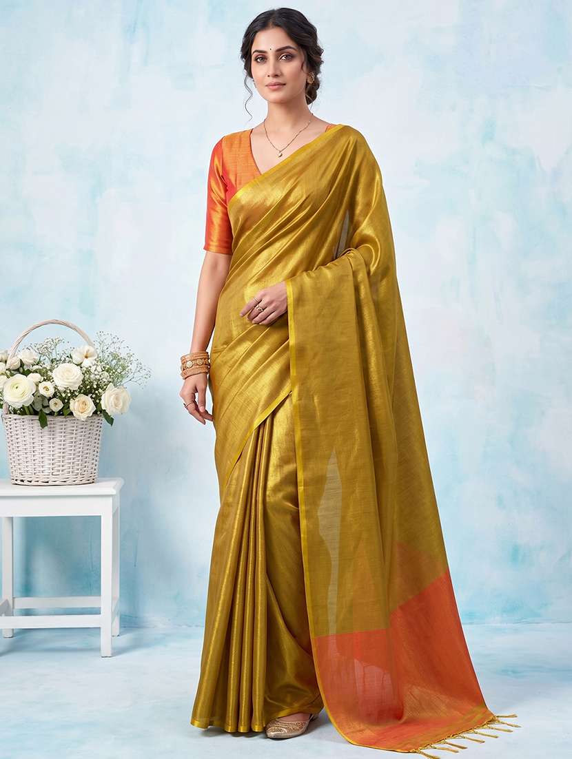women solid plain saree with blouse