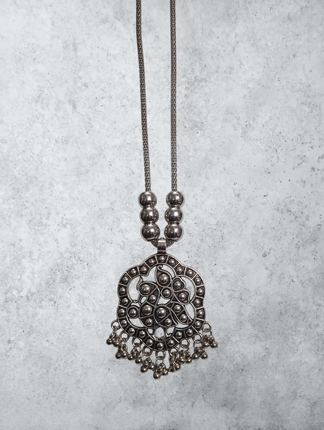 Oxidised Silver Big Pendant Smart Necklace Chain Jewellery For Girls & Women - 22495420 -  Standard Image - 2