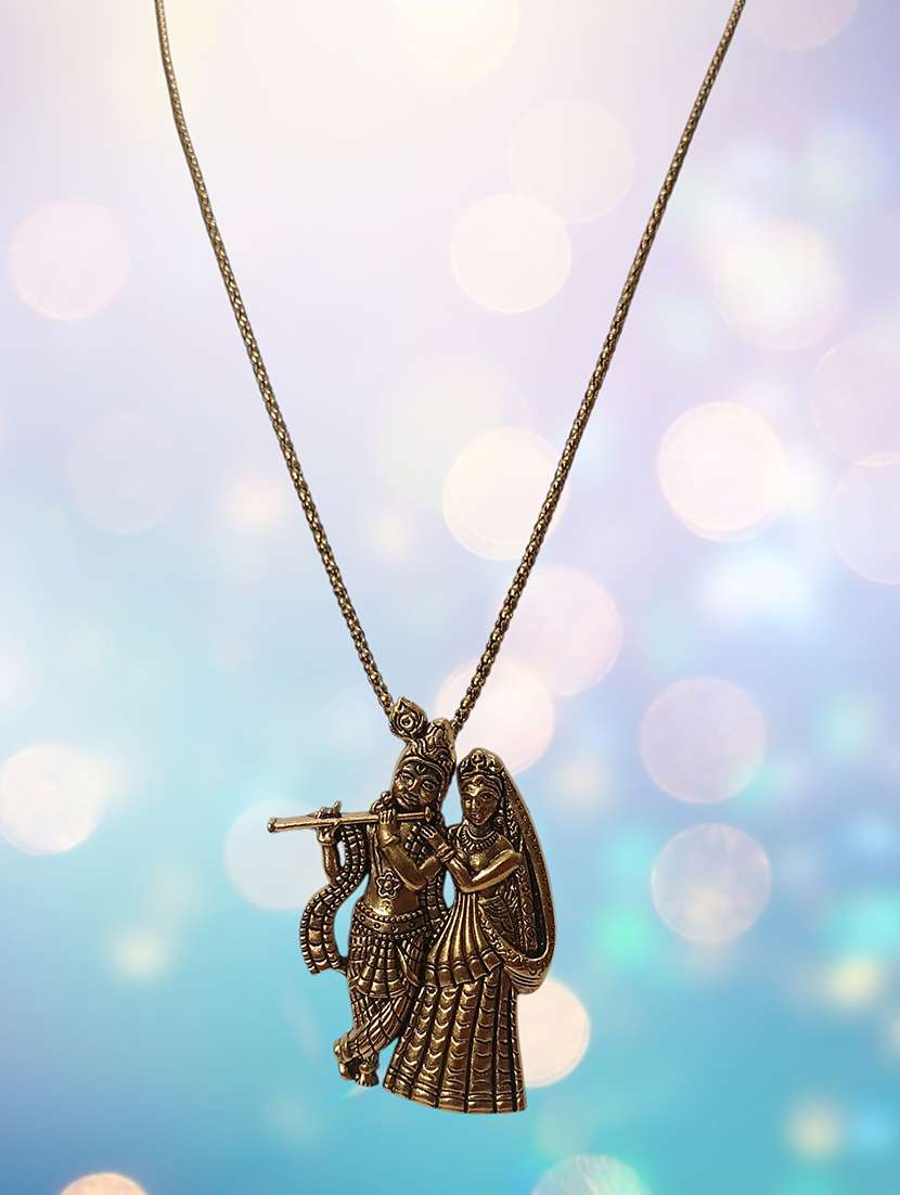 artificial oxidised golden radha krishna pendant necklace chain - 22495433 -  Standard Image - 2