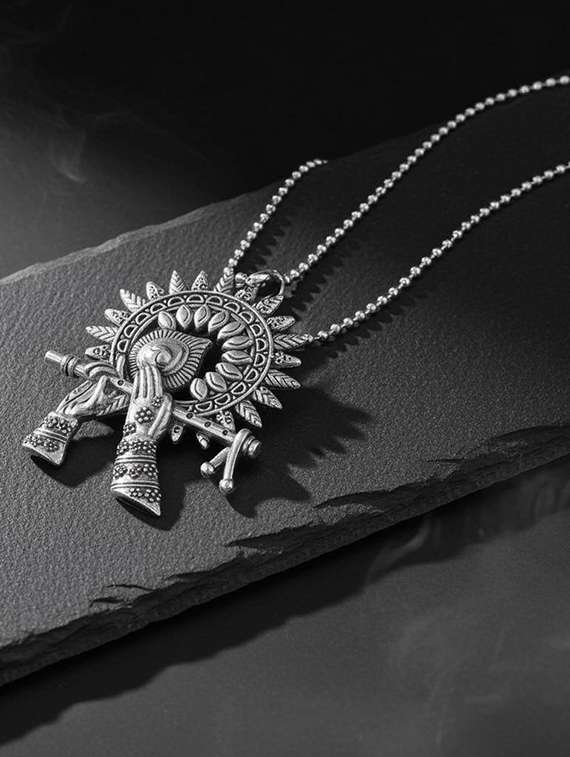 handcrafted oxidised silver flute pendant necklace - 22495434 -  Standard Image - 2